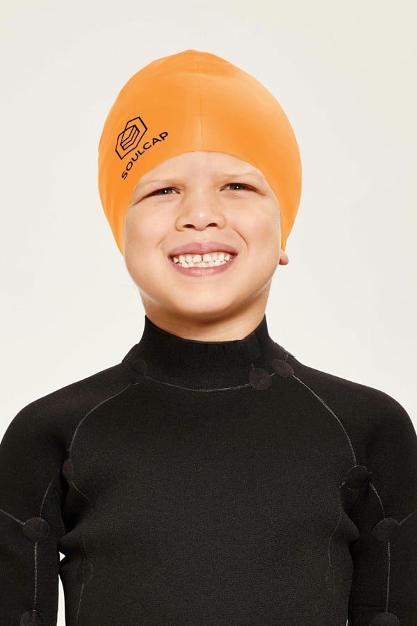 SOUL CAP Kids Swim Cap - Sunburst Orange - M