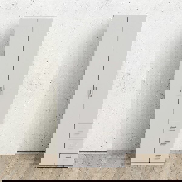 Furniture To Go Space Wardrobe with 2 doors + 3 drawers White 1750