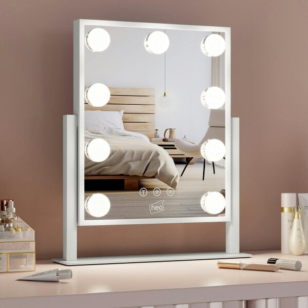 Neo Hollywood Vanity Touch Mirror with 9 LED Bulbs