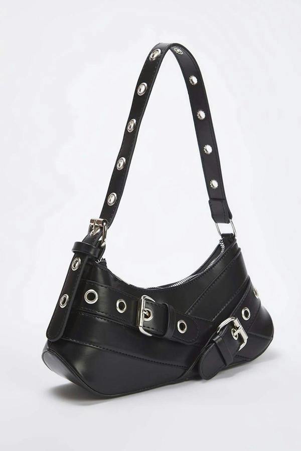 WOVCOR Baguette Shoulder Bag with Belt Buckle Detail