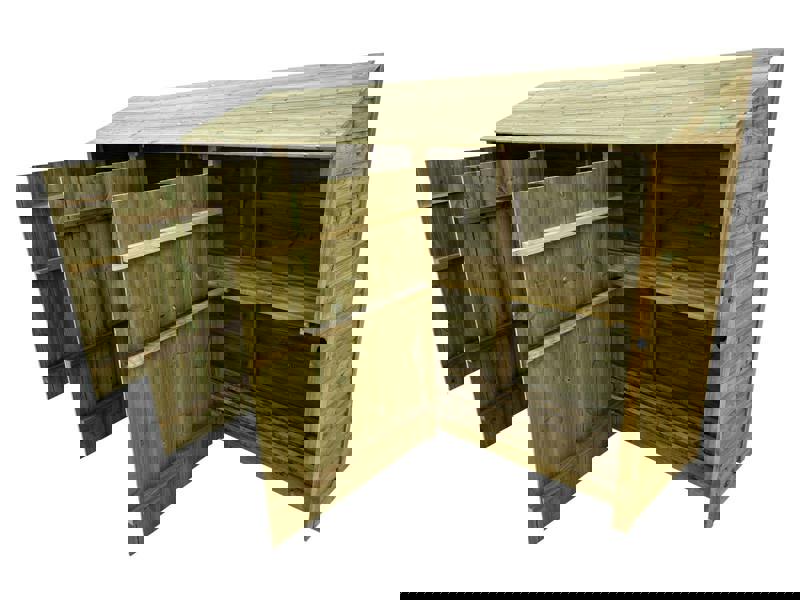 Arbor Garden Solutions Wooden Premium Tongue/Groove Log Store with Doors and Shelf W-335cm, H-126cm or 180cm, D-88cm