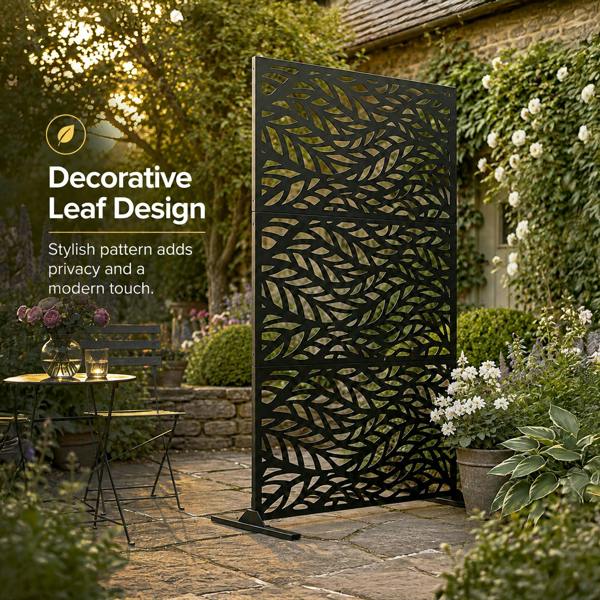 Nicoman Metal Indoor/Outdoor Privacy Screen 90cm x 180cm - Leaf