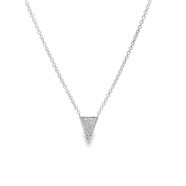 Reeves & Reeves Stunning 14K Solid Gold and Diamond Triangle Design Necklace