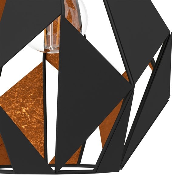 EGLO Carlton 1 Industrial Vintage Wall Light – Black & Copper Geometric Sconce WBS