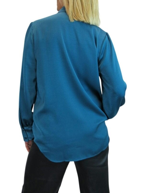 Paulo Due Women's Satin Blouse Ladies Long Sleeve Button Through Shirt
