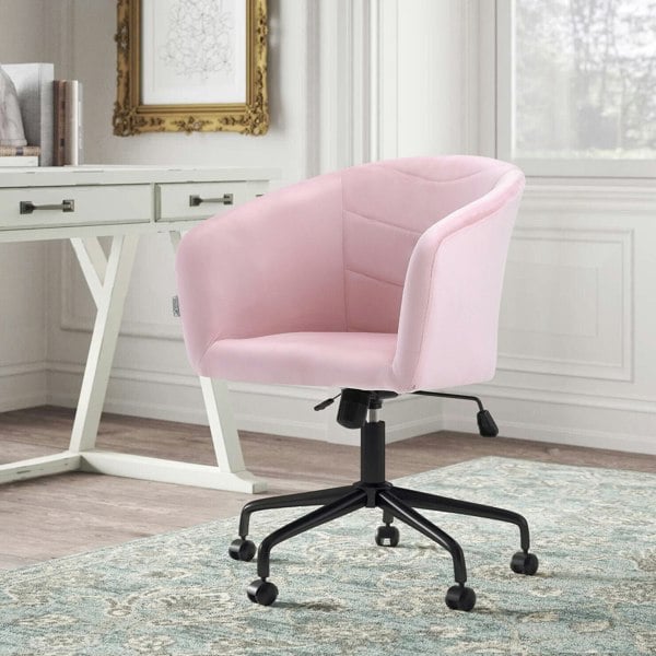Pink Velvet Swivel Office Task Chair Living and Home