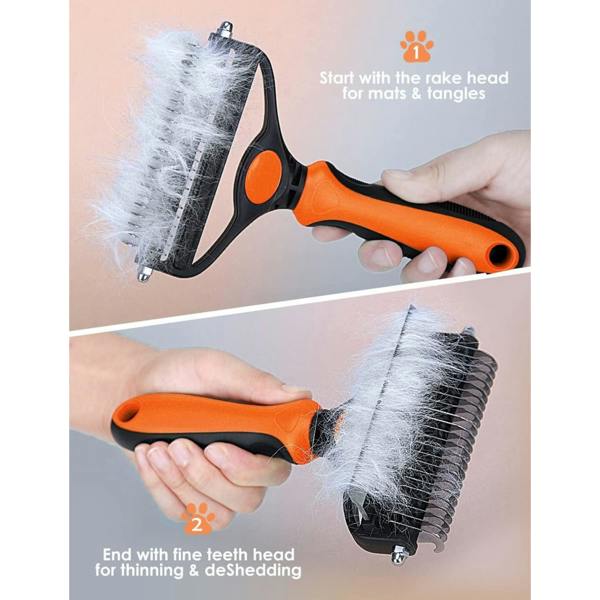 Dyzi Professional 2-Sided Dog & Cat Grooming Brush Orange