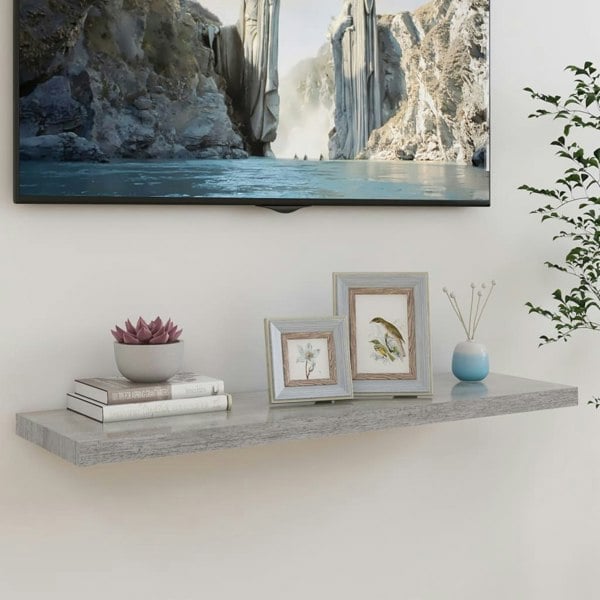 Berkfield Floating Wall Shelf Concrete Grey 90x23.5x3.8 cm MDF
