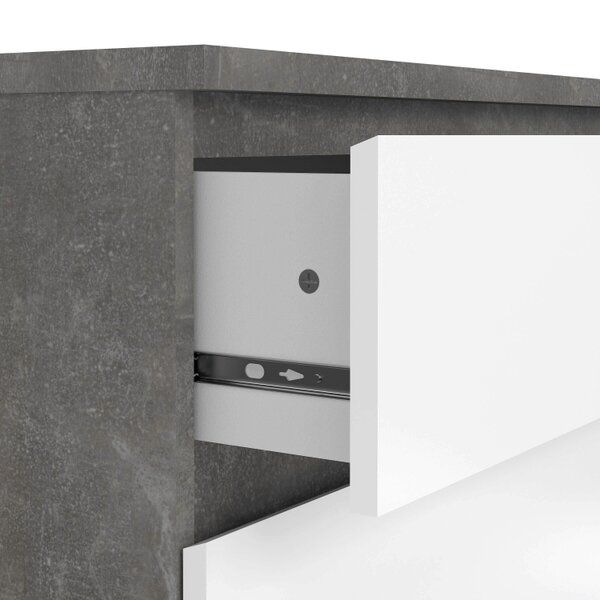 Wyld Haus Budapest Concrete Effect and White Wooden Chest 3 Drawers