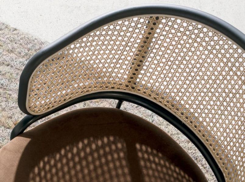 Angel Cerdá Rattan and Brown Velvet Swivel Chair 4129