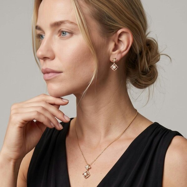 Uchi & Soto Kinmokusei Solid 925 Silver with 18K Gold Vermeil and Pearl Earrings