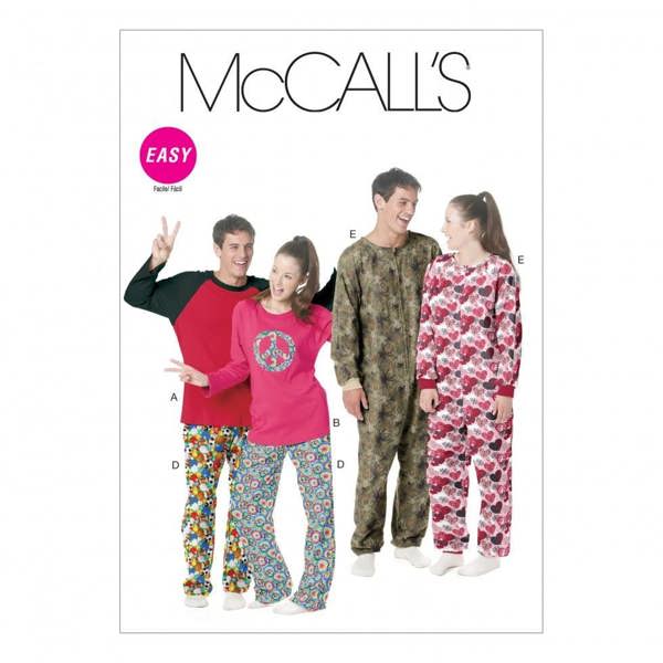 McCalls 6251 Paper Sewing Pattern – Men's, Teens' & Women's Onesie, Trousers, Pyjamas & Top, Easy