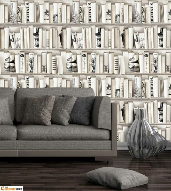 Muriva Encylopedias Book Shelves Wallpaper