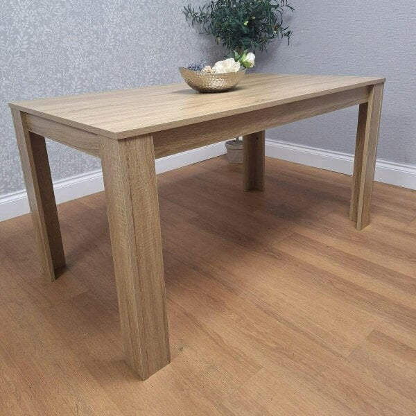 Kosy Koala Modern Oak Table with 4 Black Velvet Chairs and a Black Velvet Benche Dining Room Set