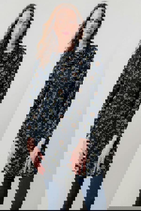 Winkleigh Cowl Neck Tunic Navy | Lily and Me Clothing