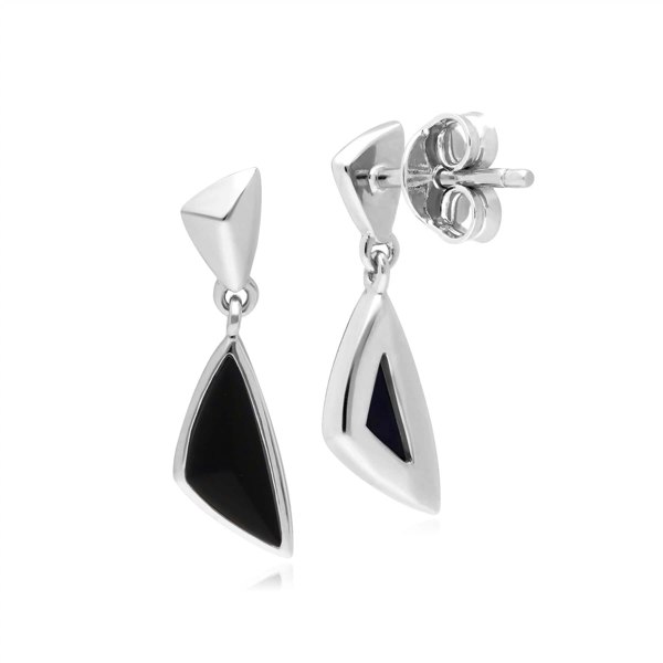 270E029501925 Micro Statement Black Onyx Drop Earrings in Sterling Silver 2