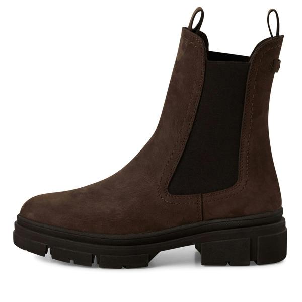 Tamaris Womens Mocca Brown Leather Classic High Pull-On Chelsea Ankle Boots