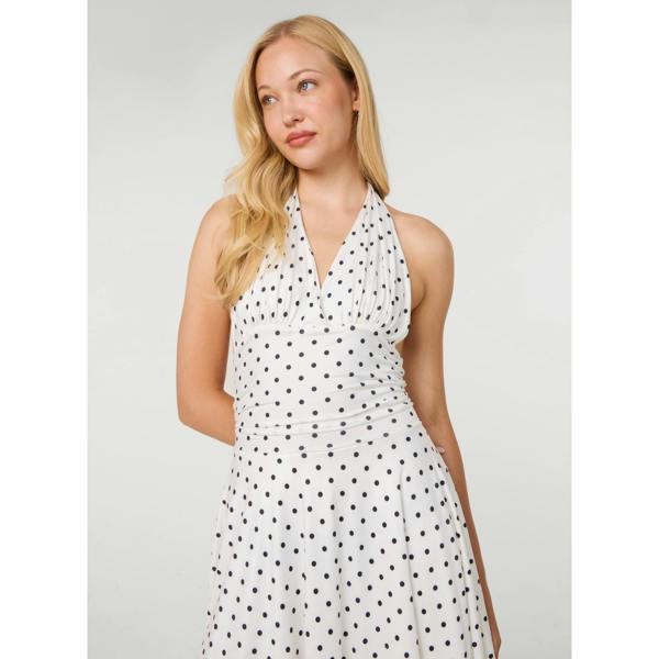 Pink Vanilla Polka Dot Slinky Halter Neck Dress