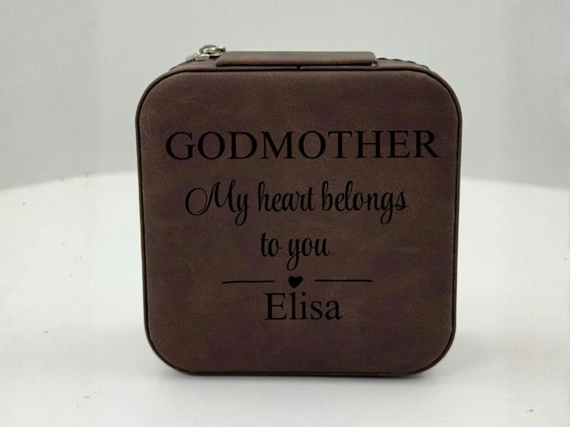 Dyzi Personalised Gift for Mum Travel Jewellery Box Faux Leather Case