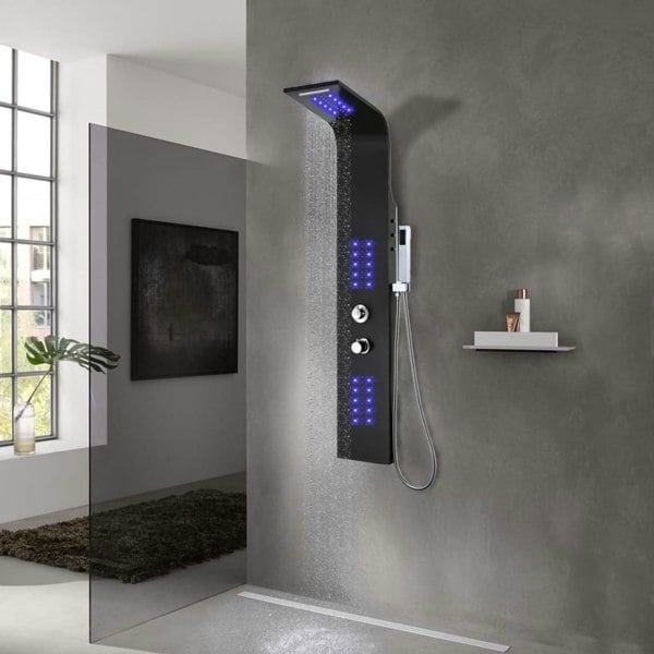Berkfield Shower Panel Unit Aluminium 20x44x130 cm Black