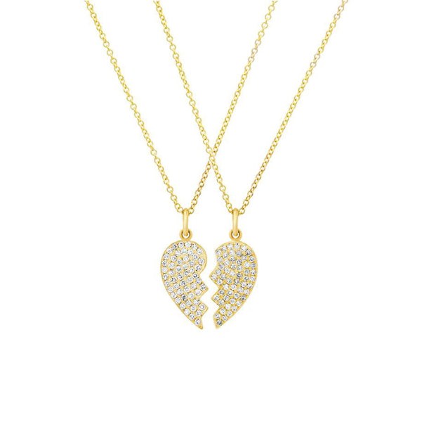 Gold Trip Best Friends Heart Necklace Set