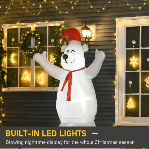 Bobobiy 6ft Tall Outdoor Inflatable Bear Airblown Projection Holiday Christmas Lawn Décor