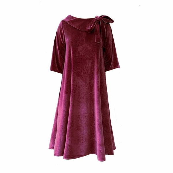 Frock Tales Madelaine Midi Dress - Pale Grape Velour