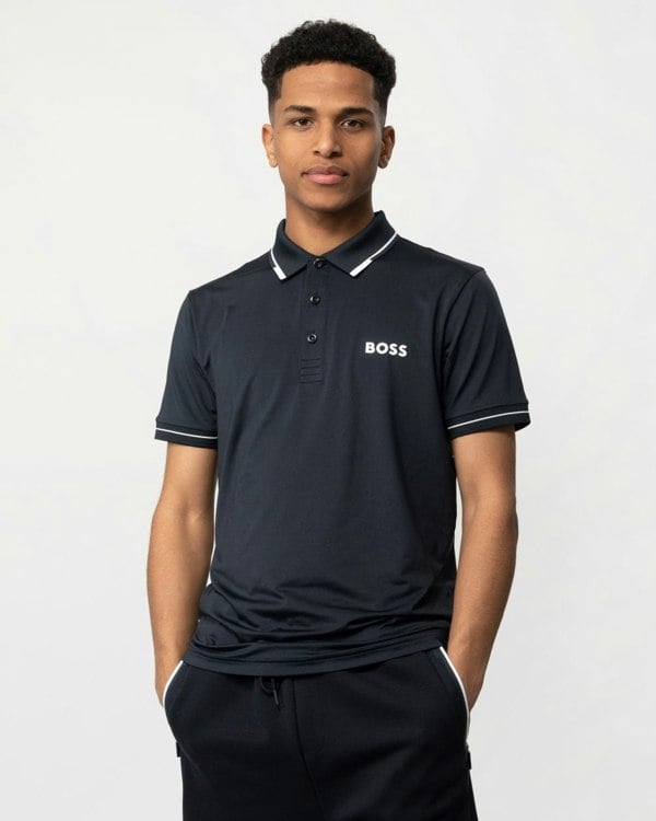 BOSS Green Paul Pro Mens Tipped Polo Shirt - Dark Blue 403
