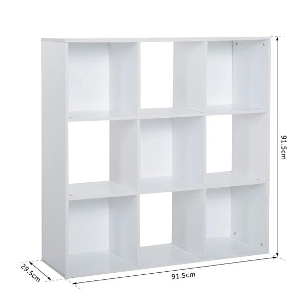 Wyld Haus Zido Wood White 3 Tier 9 Cube Storage Bookcase