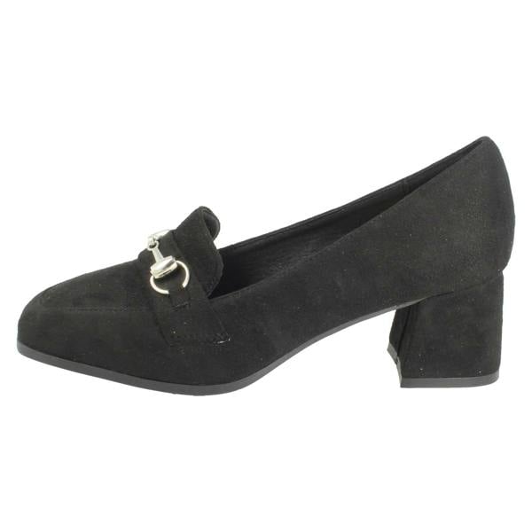 Spot On Ladies Spot On Buckle Detailed Slip On Mid Heel Court Shoe F90154