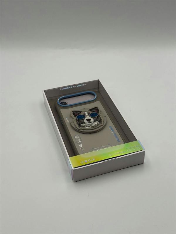 Nimmy Friends Nimmy Glasses Cool Dog Face Case with Detachable MagSafe Grip Stand for iPhone 17 Air 6.5" Grey Blue - N-YJKM-CXZJ-IP17-AIR- 028
