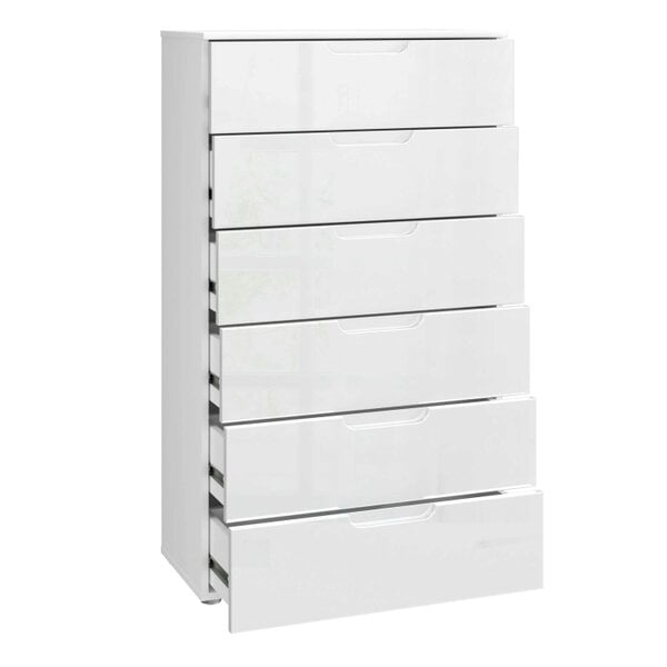 Wyld Haus Leipzig White Gloss Tall Chest of 6 Drawers