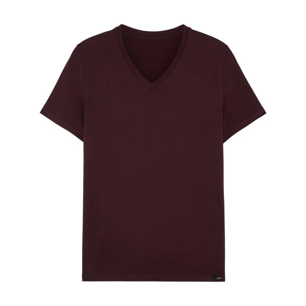 Hom Tencel Soft V-Neck T-Shirt, Burgundy