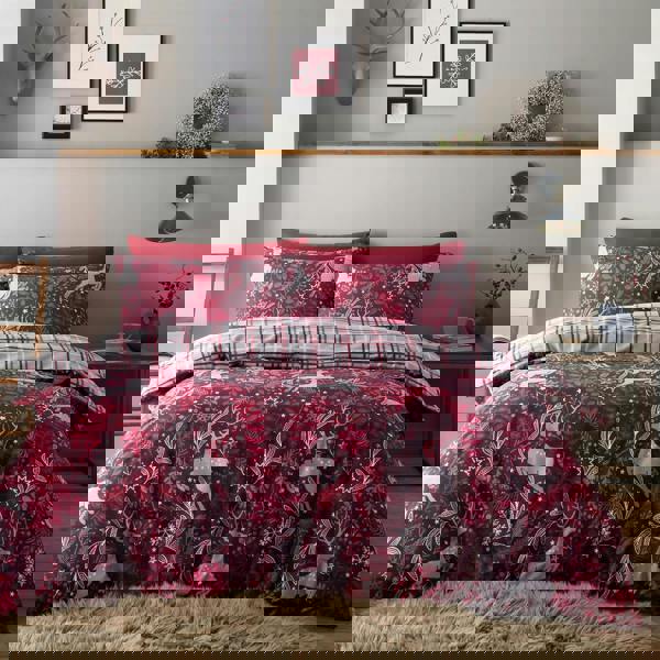 Portfolio Home Winter Stags Burgundy Duvet Cover Set