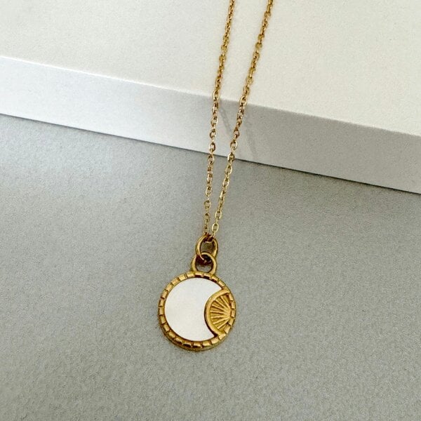 Luxe Tones Neva Luxe 18k Gold Plated Reversible Celestial Pendant Necklace