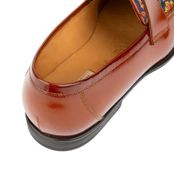 Embassy London Henry - Tan & Blue Flower - Men's Leather Loafer