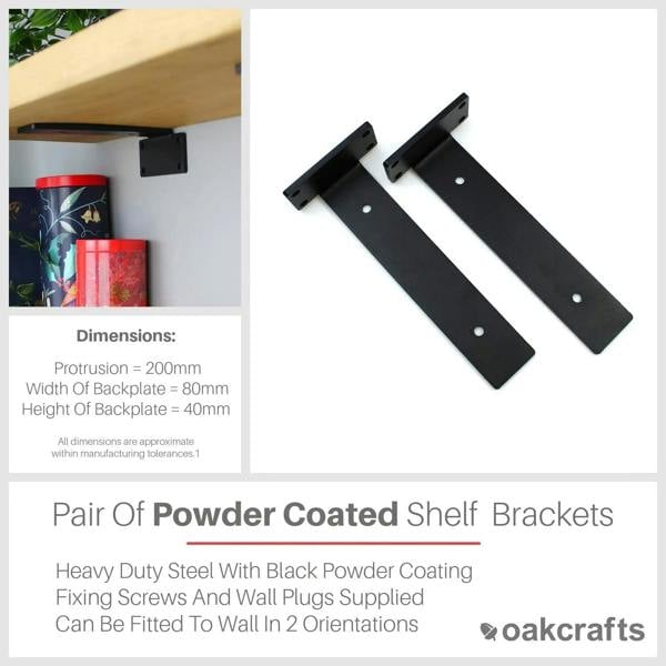 Pair of Powder Coated Shelf Brackets