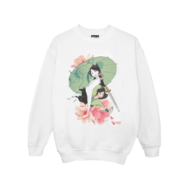 Disney Girls Mulan Magnolia Collage Sweatshirt - White