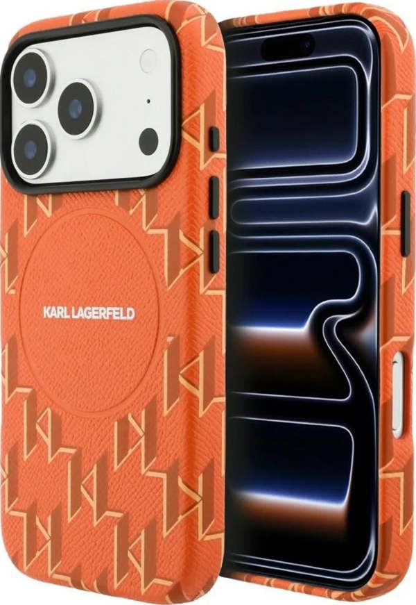 Karl Lagerfeld Monogram Logo Case with MagSafe for iPhone 17 Pro Max 6.9" Orange - KLHMP17X5PGKLMCO