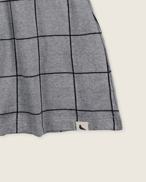 Grey Window Pane Check Print Skirt - image 4
