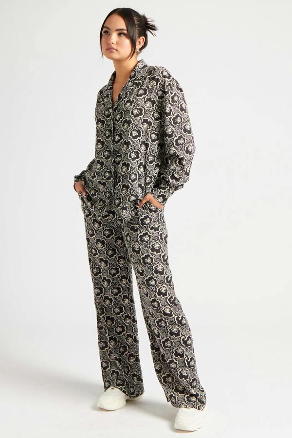 Urban Bliss Stencil Floral Oversized Shirt Co-ord