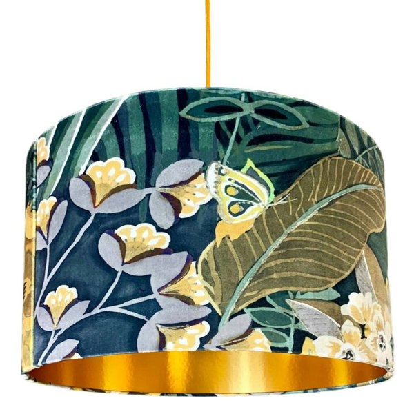 Love Frankie Hawk Moth Velvet Lampshade With Gold Lining