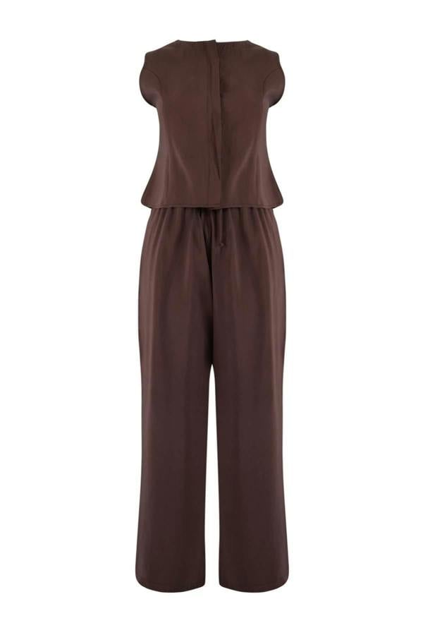 2-Piece Sleeveless Blouse and Wide Leg Trousers Co-ord