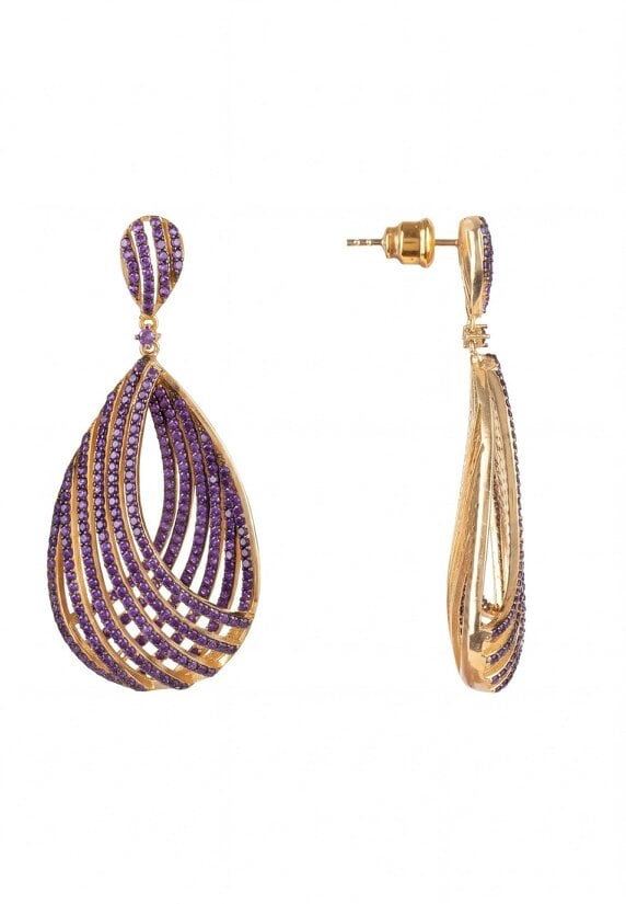 Latelita Vortex Teardrop Earrings Amethyst Purple Gold