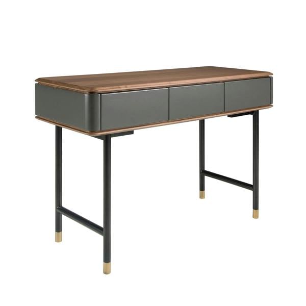 Angel Cerdá Rectangular Console Walnut, Matt Dark Grey Wood and Black Steel 7171