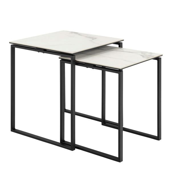 Wyld Haus Durban Square White Ceramic Nesting Coffee Table Set