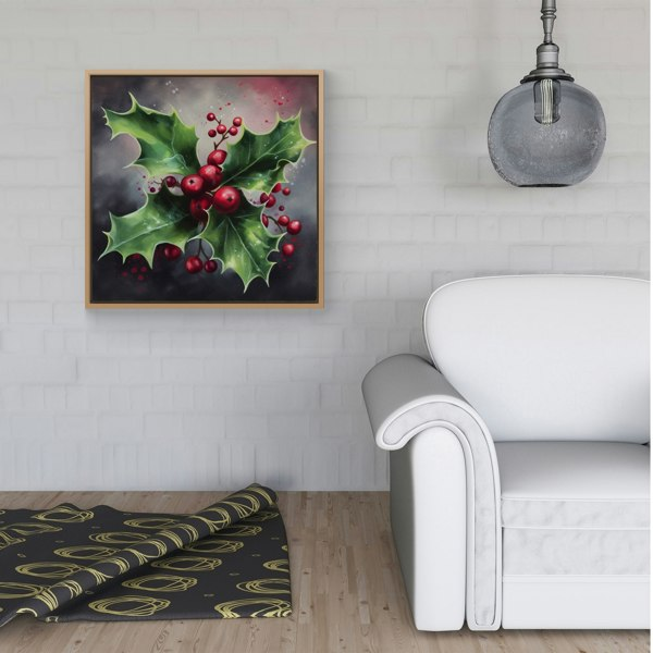 Warren Reed Splash Art Holly Framed Canvas