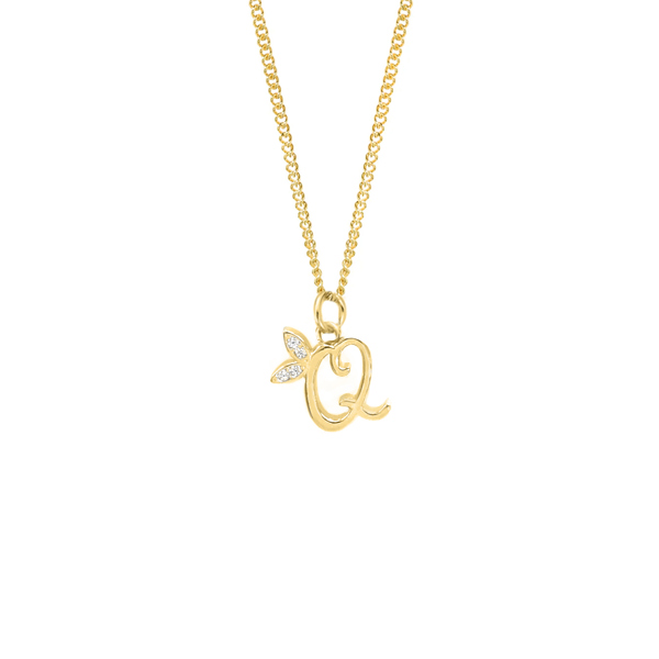 Say It With Dainty Winged Initial Charm Necklace - Sterling Silver
