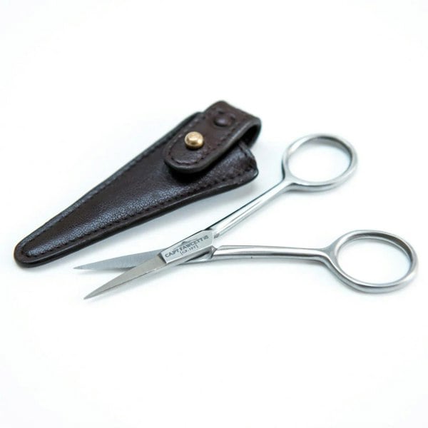 Captain Fawcett's Grooming Scissors with Leather Pouch