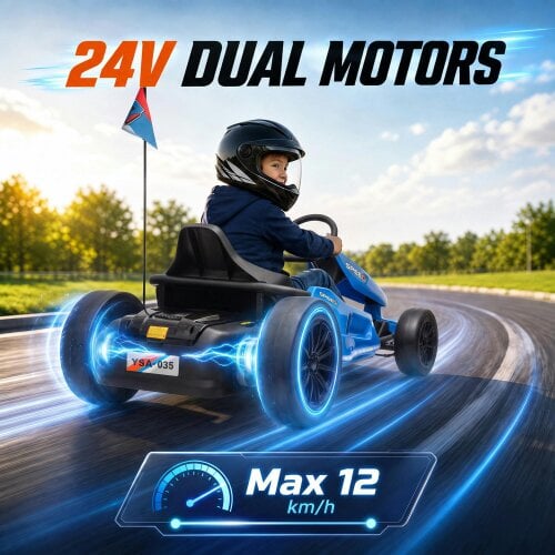AIYAPLAY 24V Electric Drift Go Kart for Kids with Dual Motors